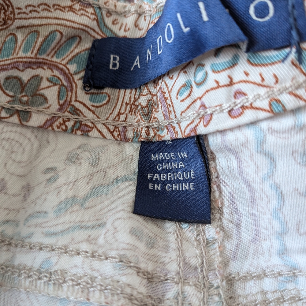 Bandolino Shorts Size 12 High Rise 98% Cotton Paisley Print Brown Pink Blue NWT - Picture 6 of 16